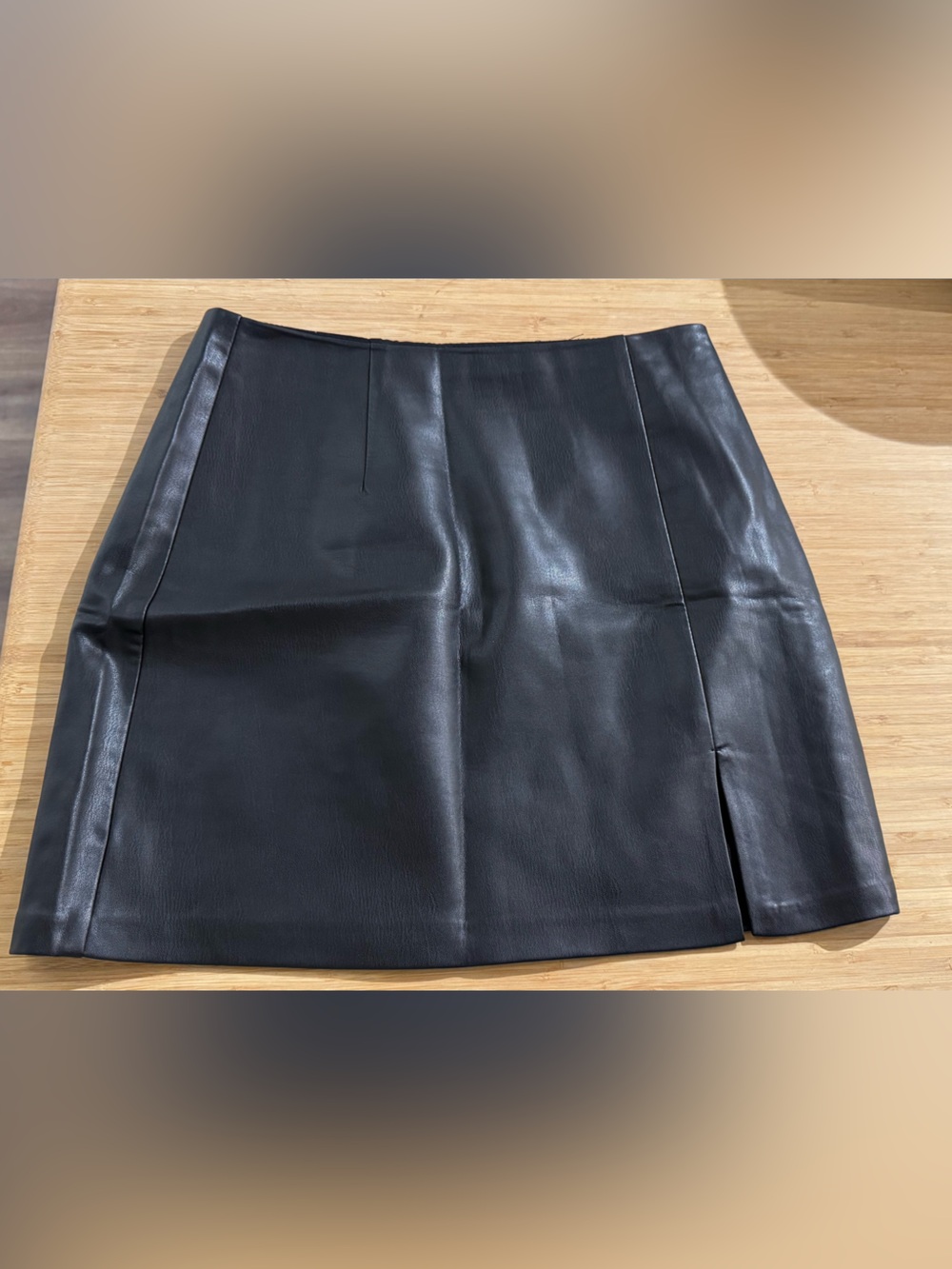 OAK + FORT Black Faux Leather Mini Skirt